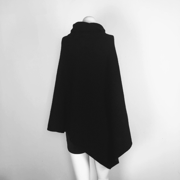 Joie Loysse Wool Cashmere Black Poncho Sweater - Picture 8 of 8